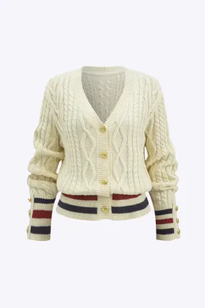 Taryn - Stylish Knit Button Patchwork Woman's Cardigan