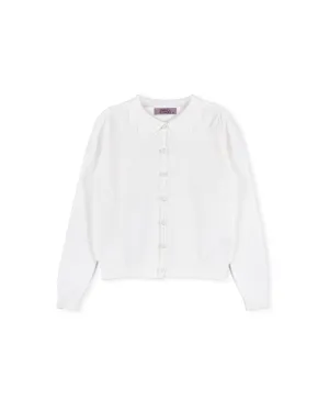 Textured Knit Scallop Collar Cardigan