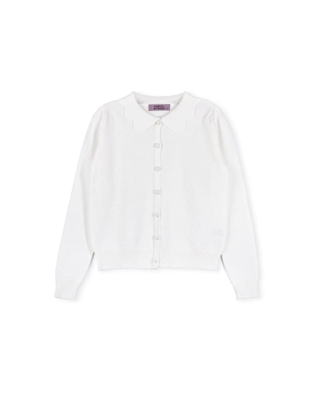 Textured Knit Scallop Collar Cardigan