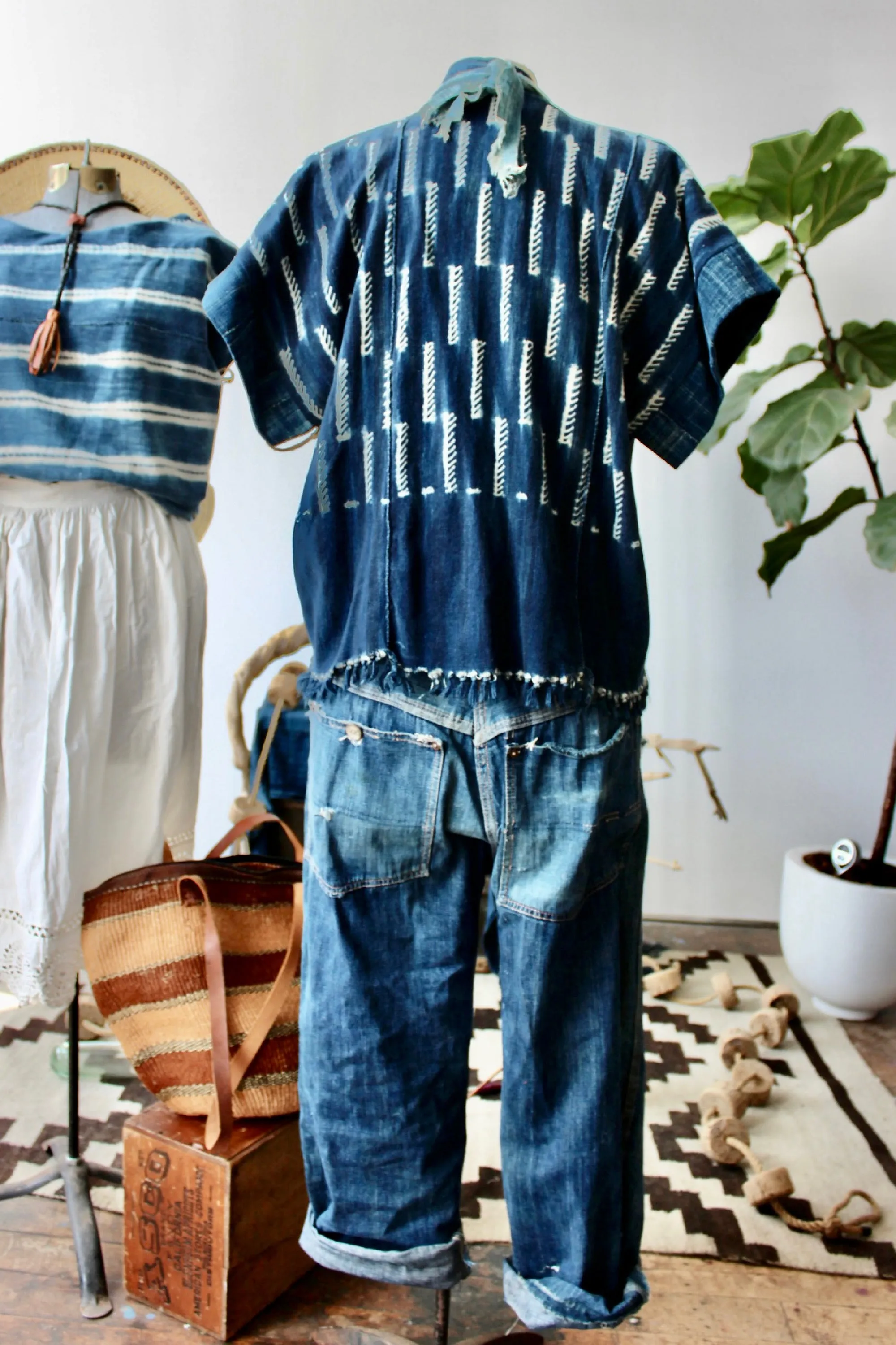 The Highlands Foundry Indigo Shibori Haori Vest THF24