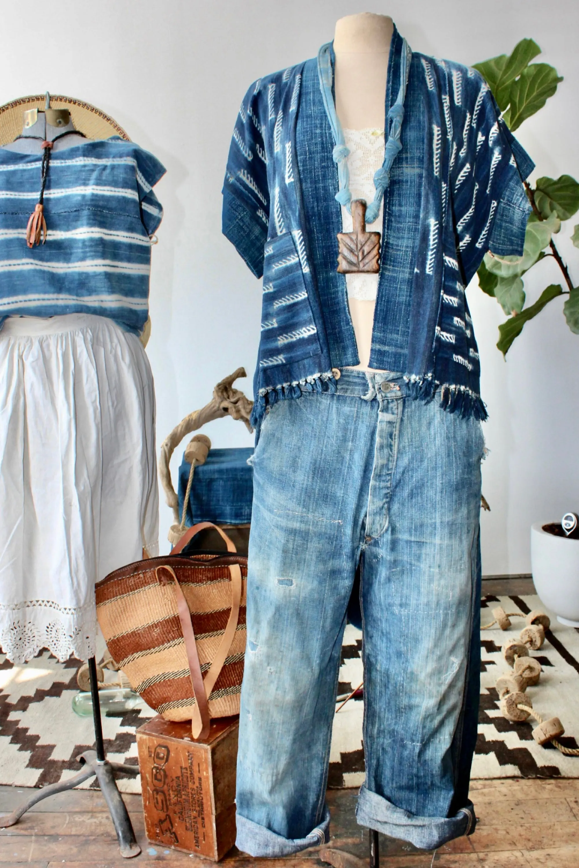 The Highlands Foundry Indigo Shibori Haori Vest THF24