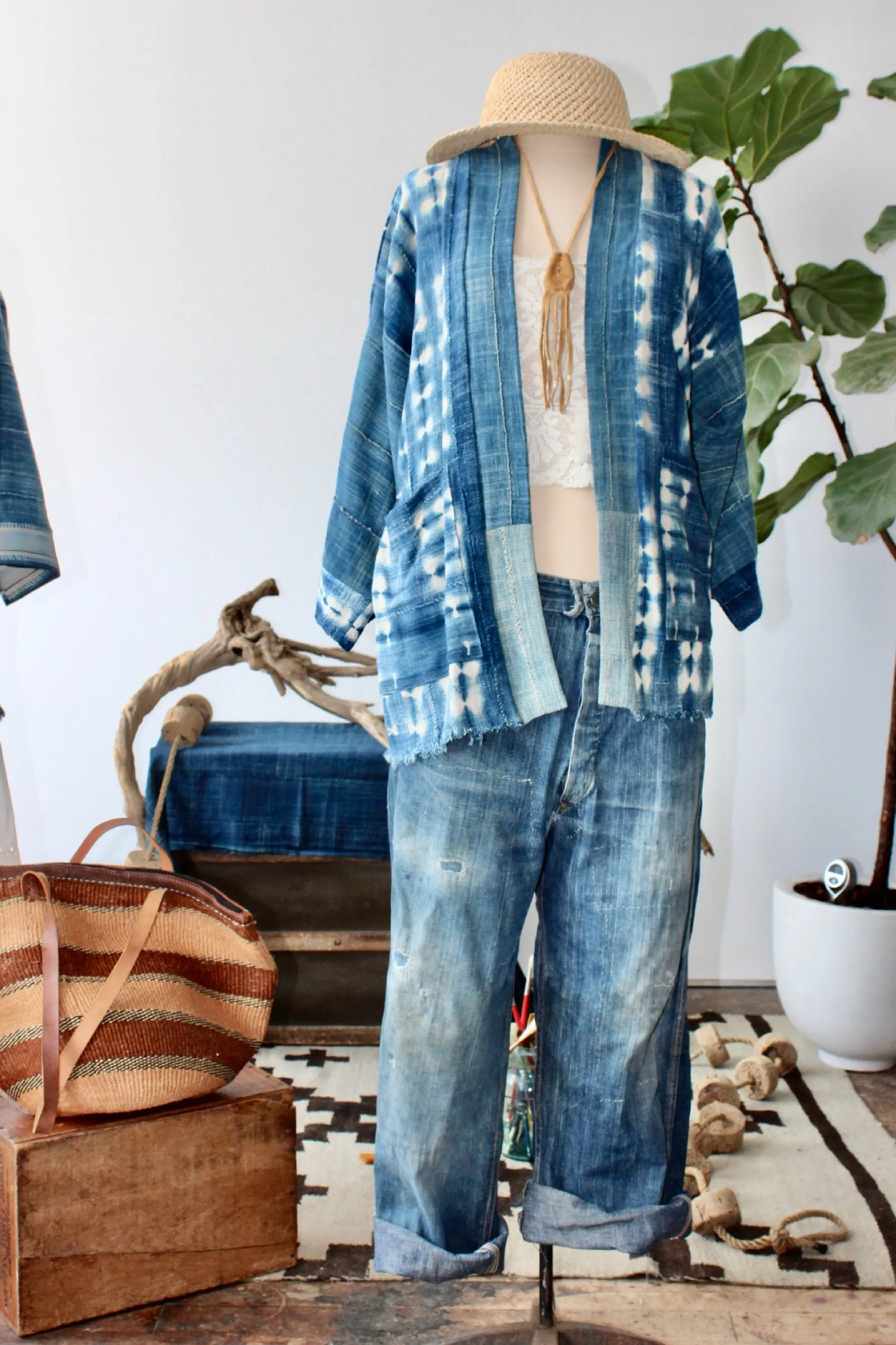 The Highlands Foundry Medium Indigo Shibori Jacket THF10