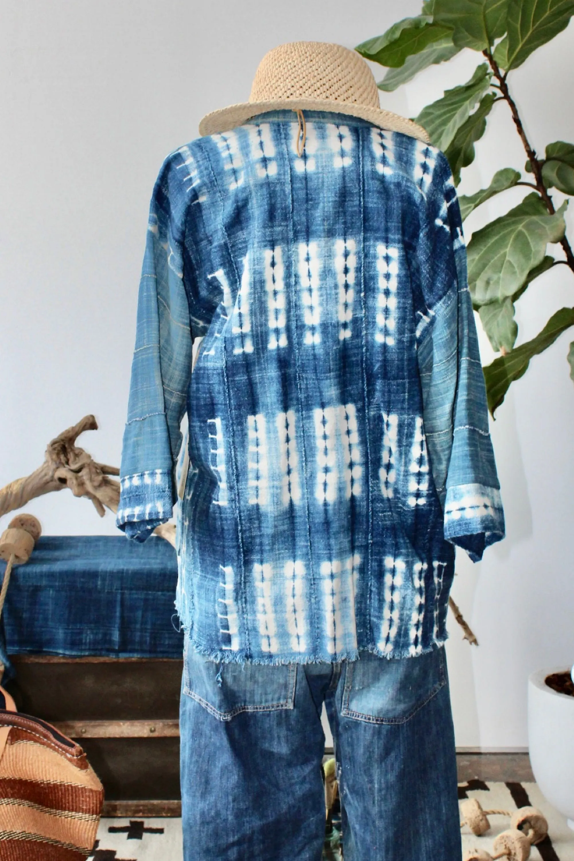 The Highlands Foundry Medium Indigo Shibori Jacket THF10