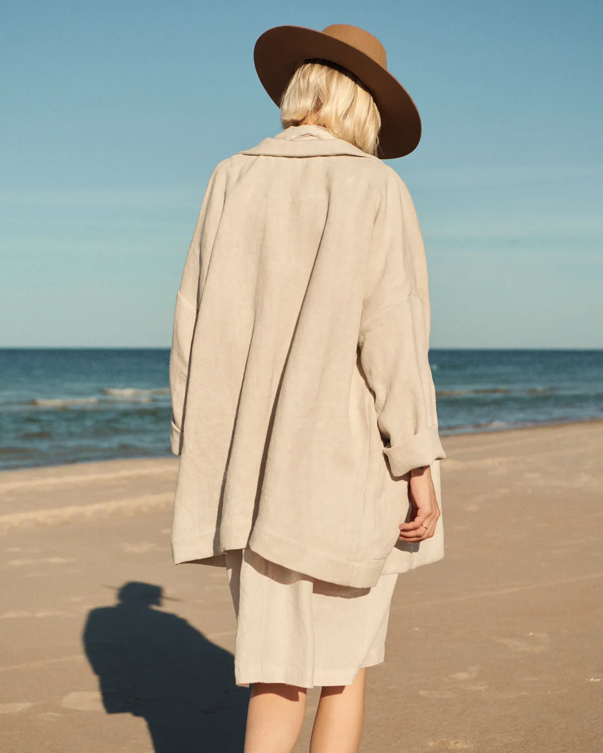 Tori - Heavyweight Linen Jacket in Beige