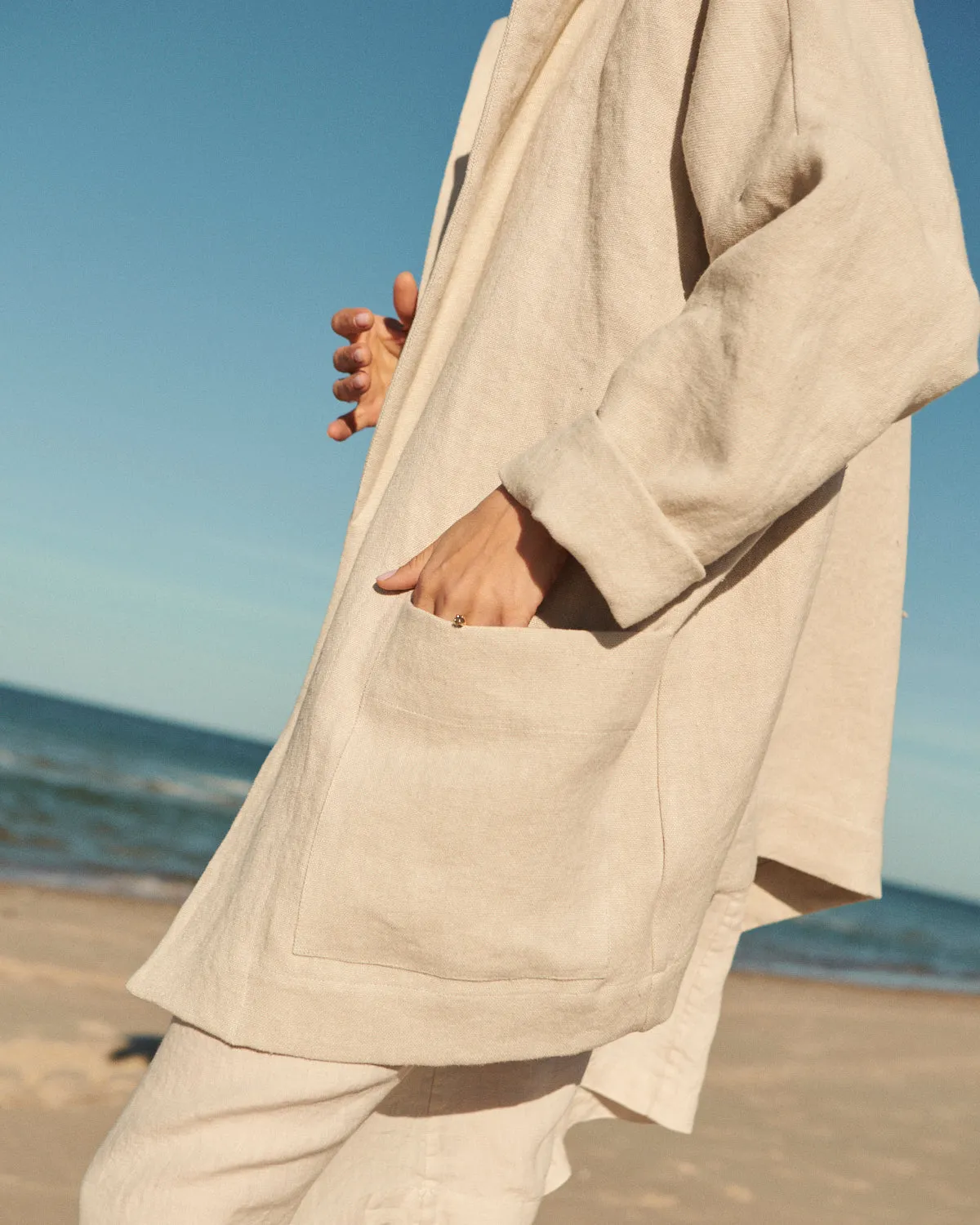 Tori - Heavyweight Linen Jacket in Beige
