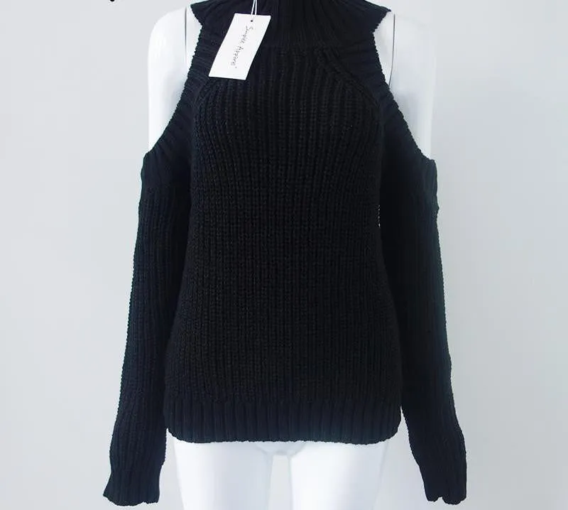 turtleneck off shoulder sexy pullover sweater women Tricot oversize jumper pull fashion knitted top
