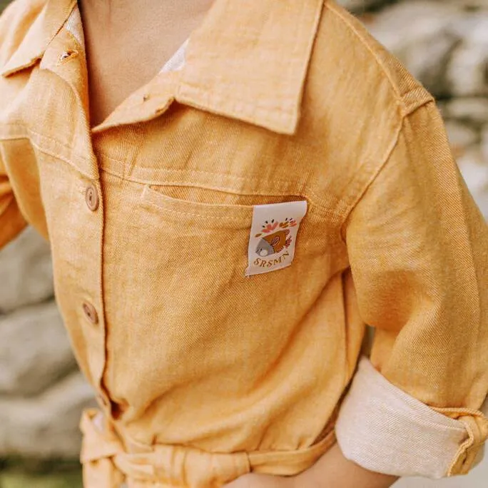 Une-pièce jaune en lin, enfant || Yellow one-piece in linen, child