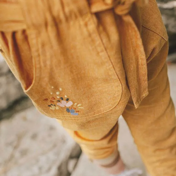 Une-pièce jaune en lin, enfant || Yellow one-piece in linen, child