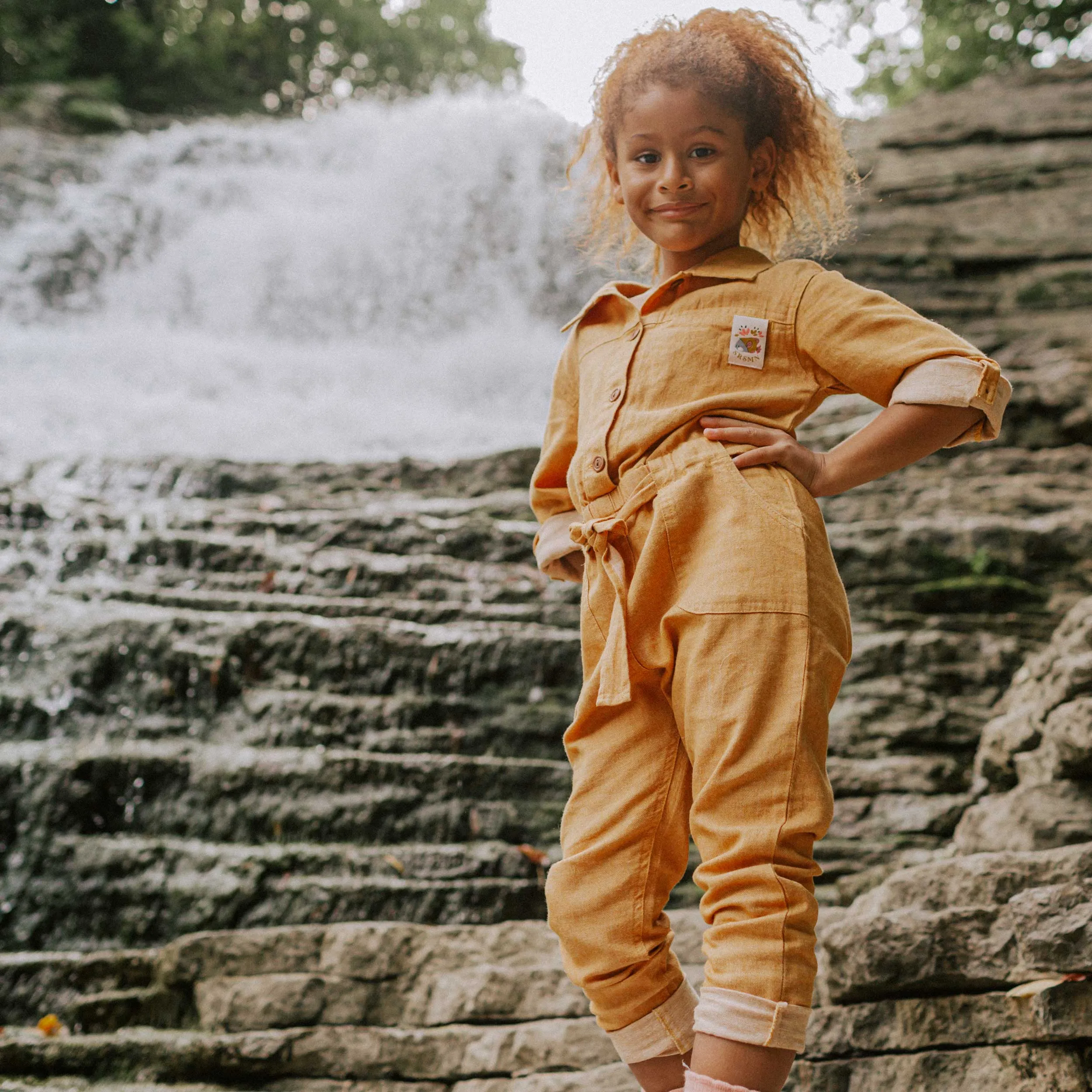 Une-pièce jaune en lin, enfant || Yellow one-piece in linen, child