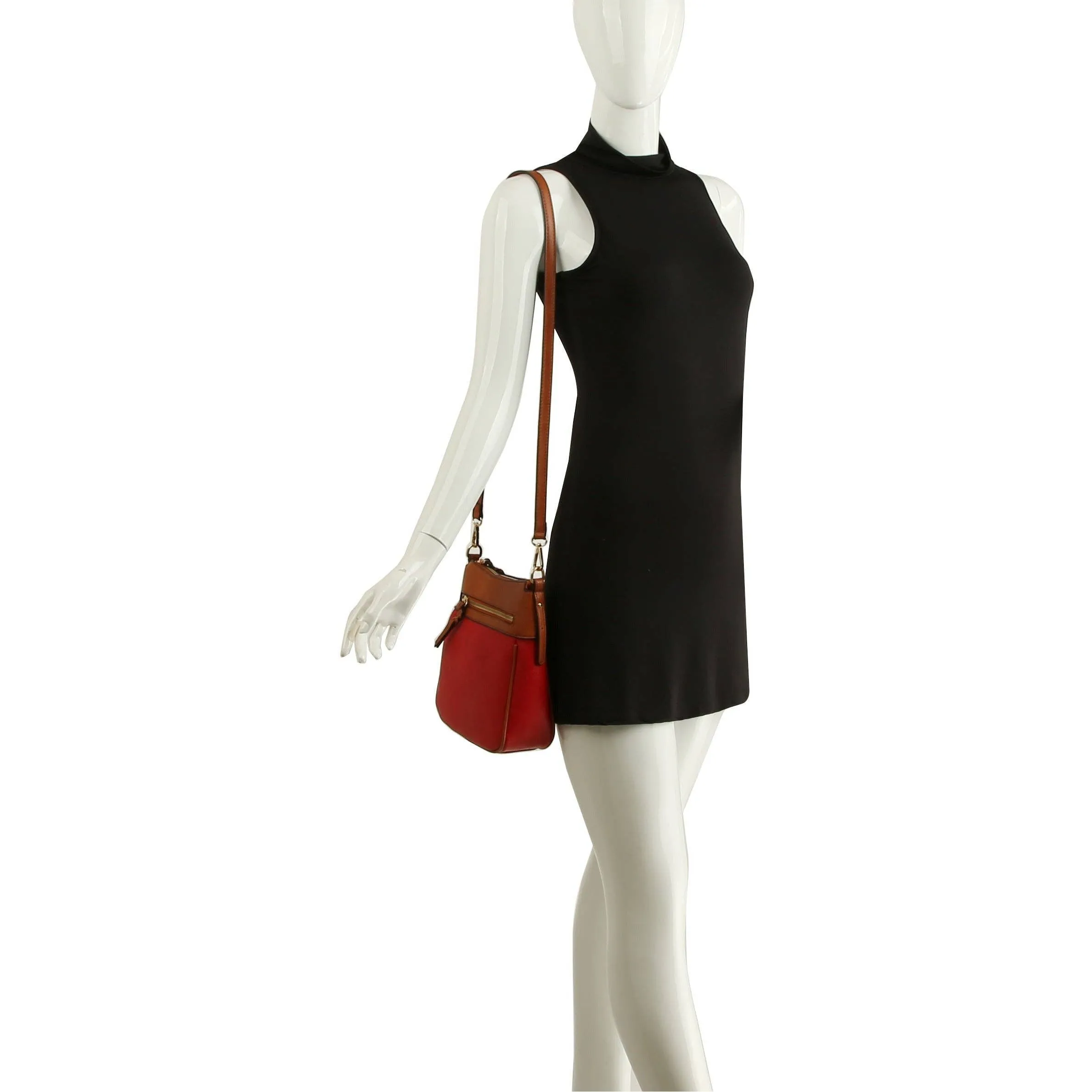 Vegan Leather Crossbody Purse Travel Handbag - Red
