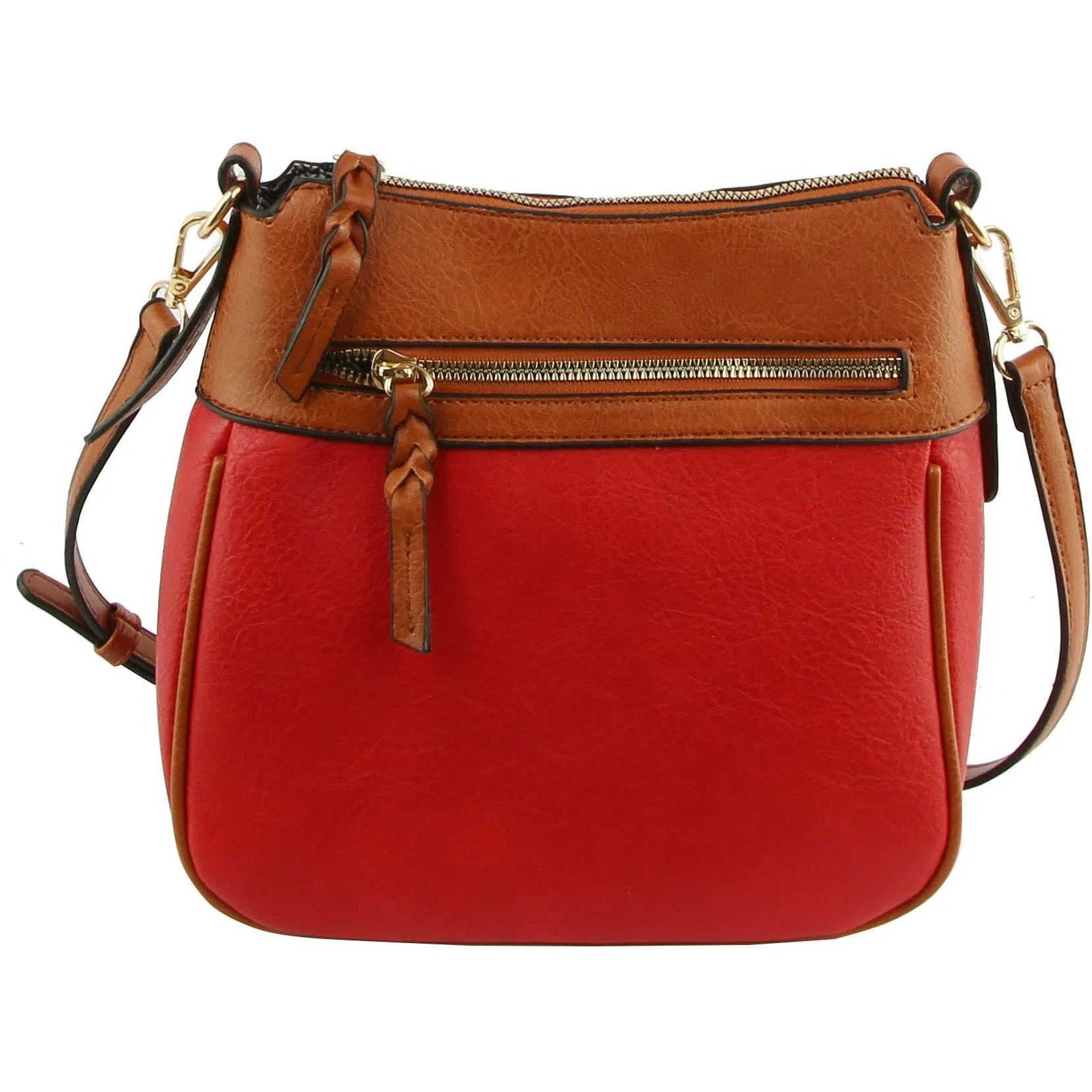 Vegan Leather Crossbody Purse Travel Handbag - Red
