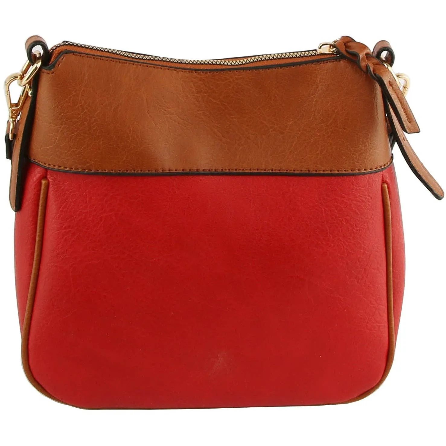 Vegan Leather Crossbody Purse Travel Handbag - Red