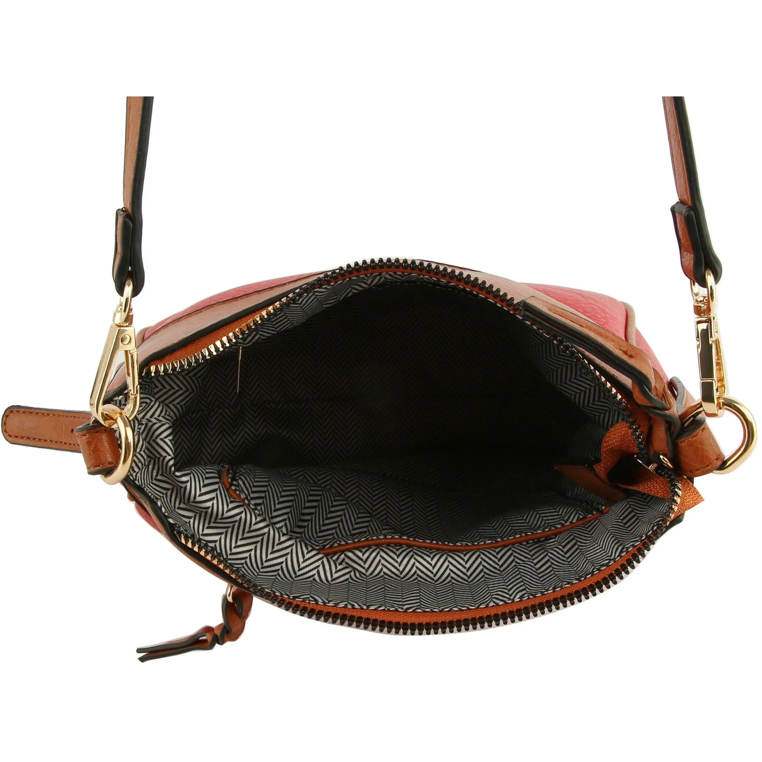 Vegan Leather Crossbody Purse Travel Handbag - Red