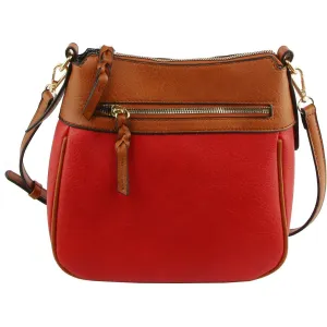 Vegan Leather Crossbody Purse Travel Handbag - Red
