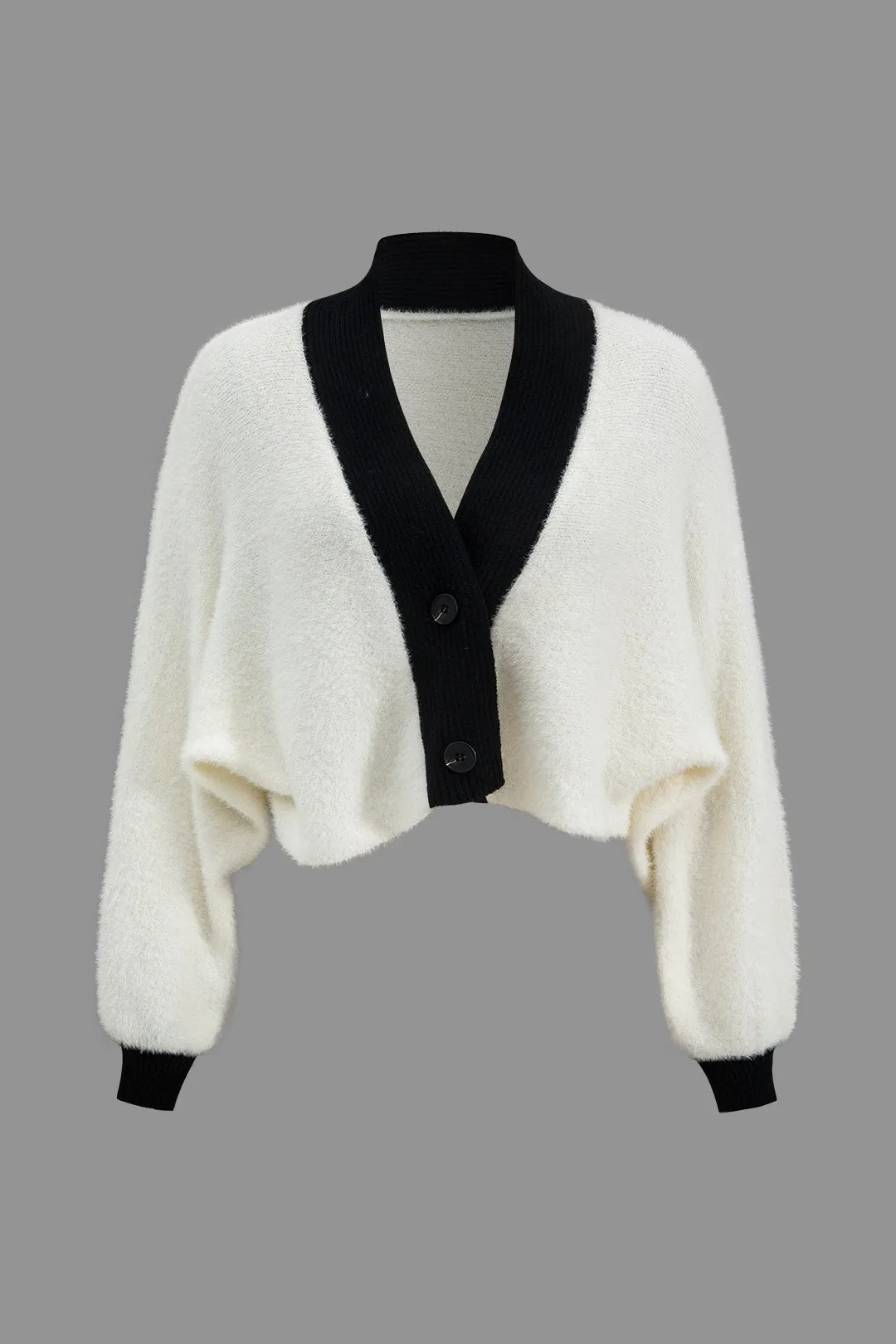 Veronicaet - Chic Contrast Button Woman's Cropped Cardigan and Slip Dress Set