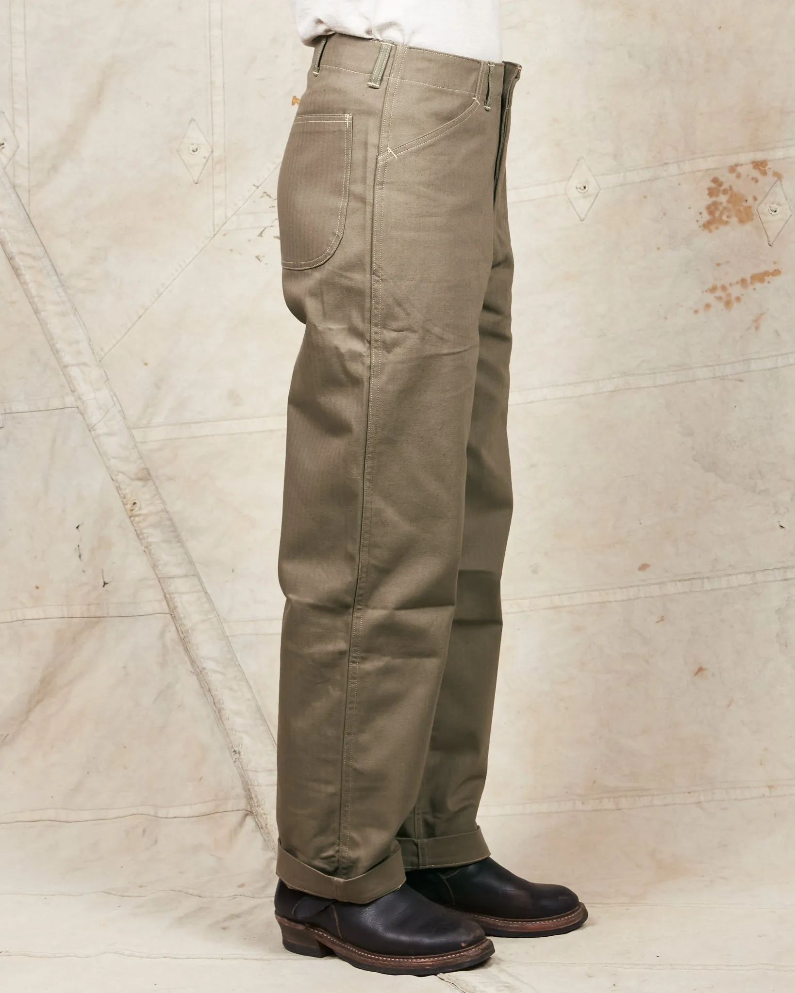Warehouse & Co Lot 1213 U.S. Army Herringbone Utility Pant OD Green