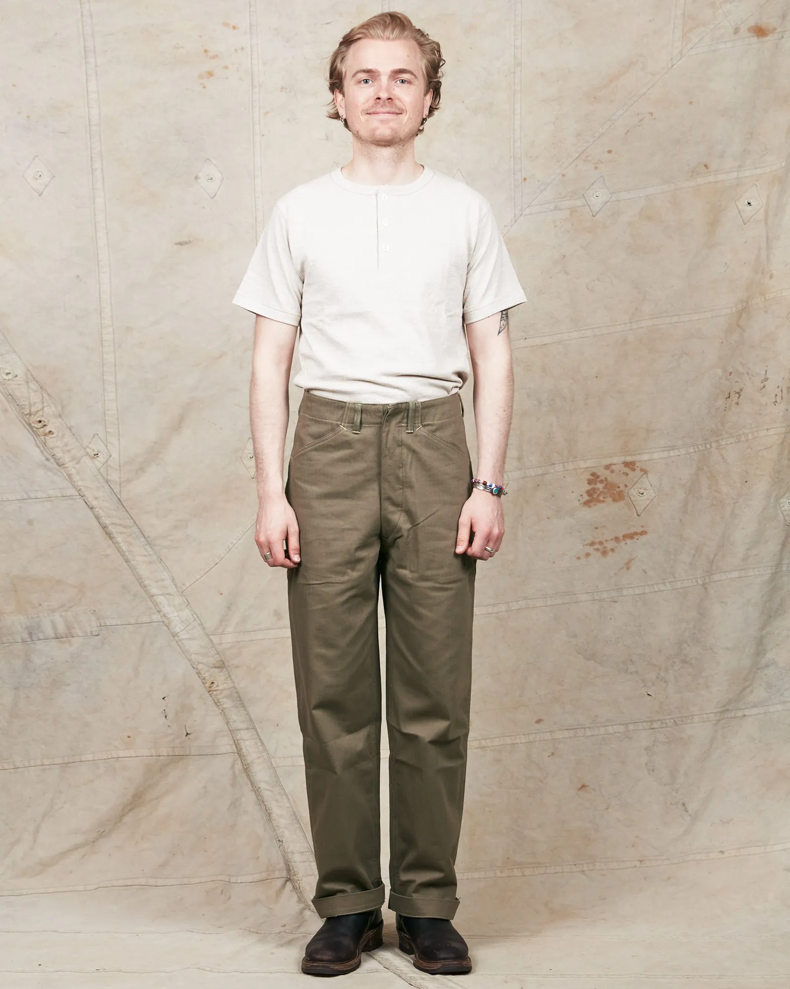 Warehouse & Co Lot 1213 U.S. Army Herringbone Utility Pant OD Green