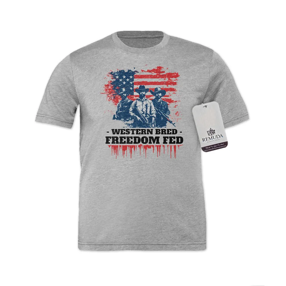 Western Bred, Freedom Fed - Adult Unisex Patriotic Tee
