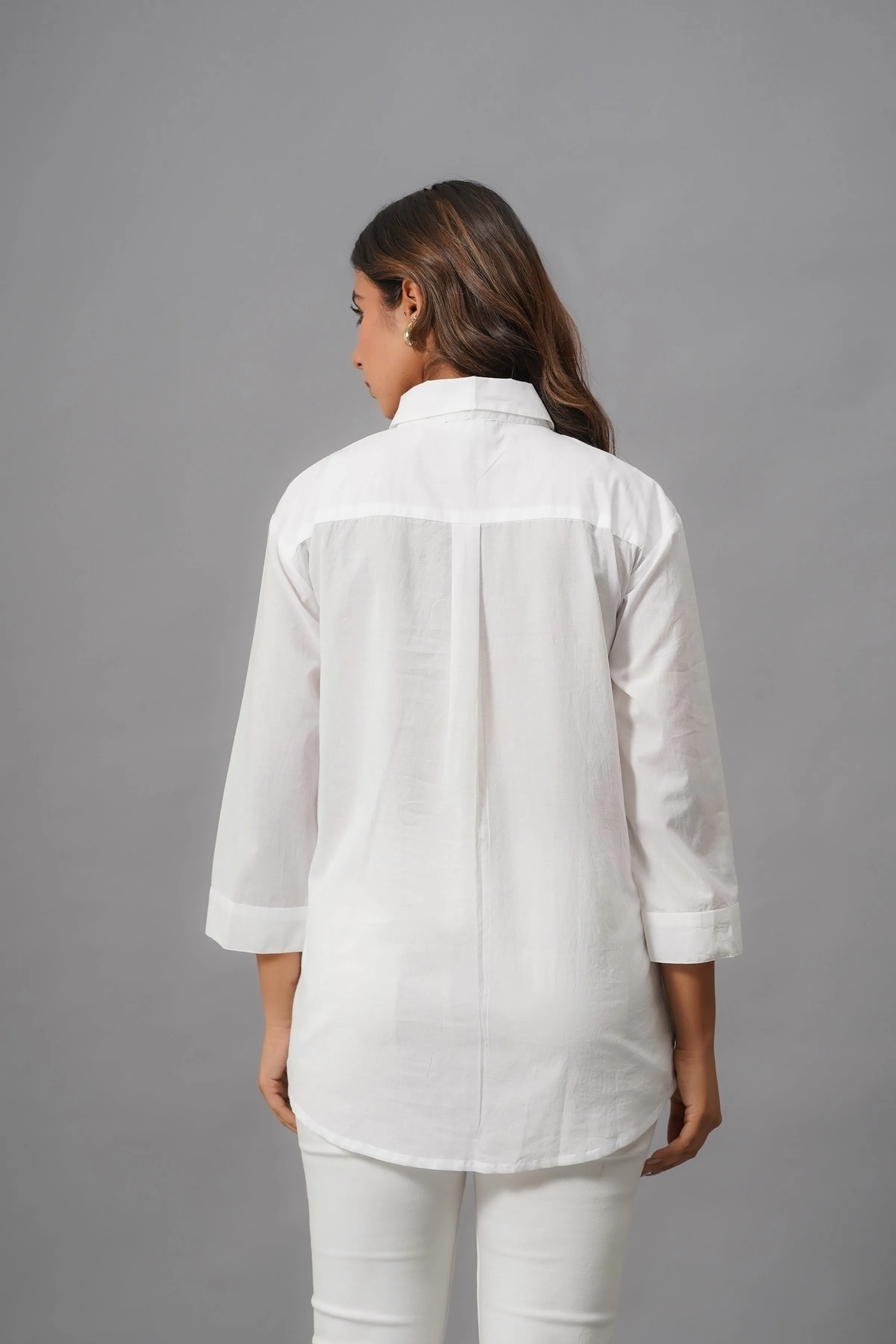 White and Sky Blue Design Top