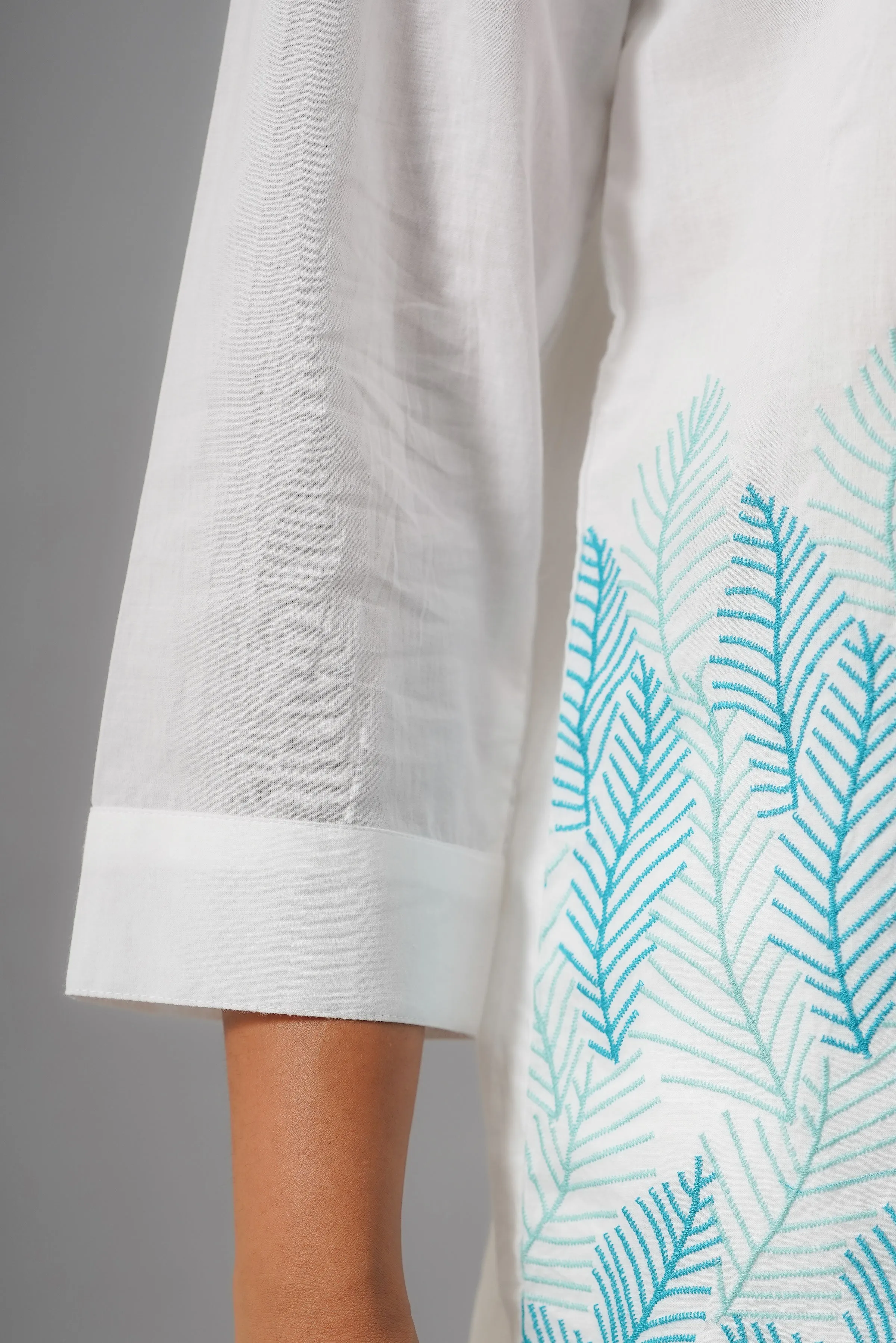 White and Sky Blue Design Top