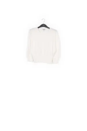 White knitted sweater with fitted waist