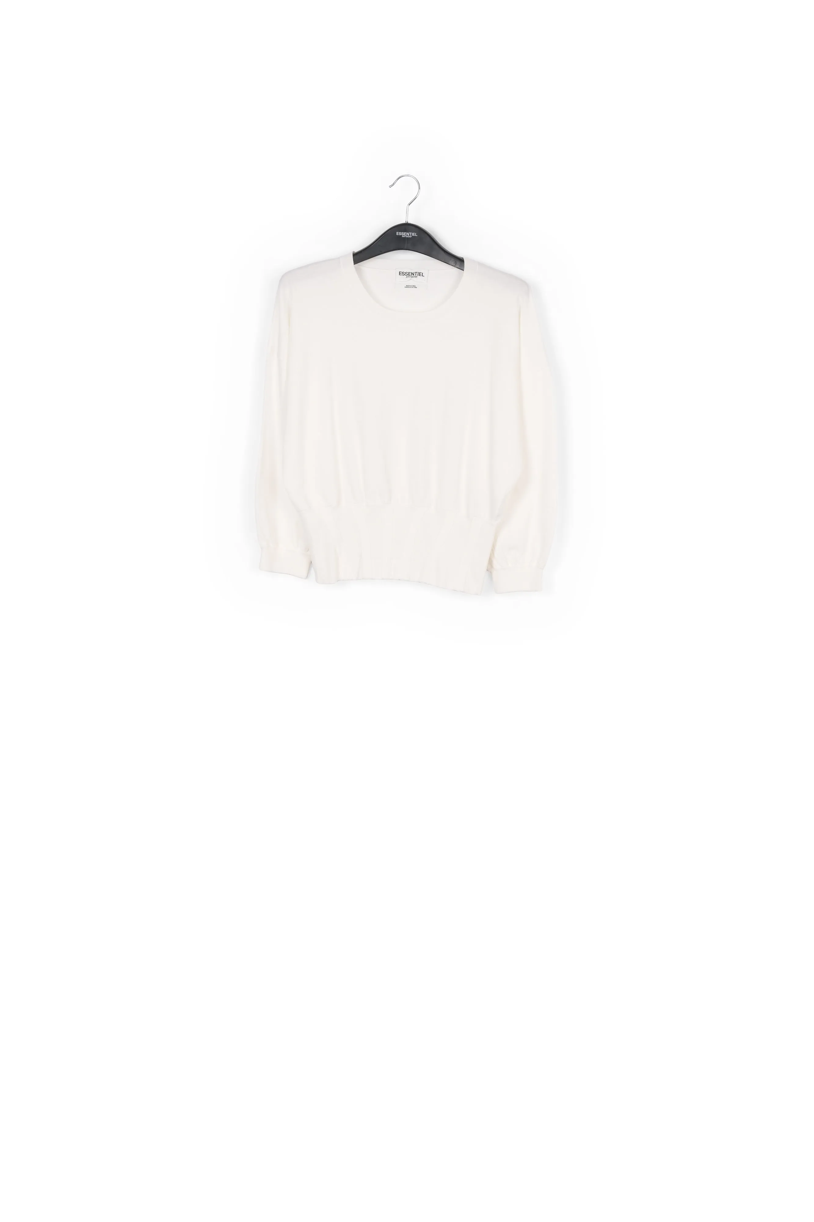 White knitted sweater with fitted waist