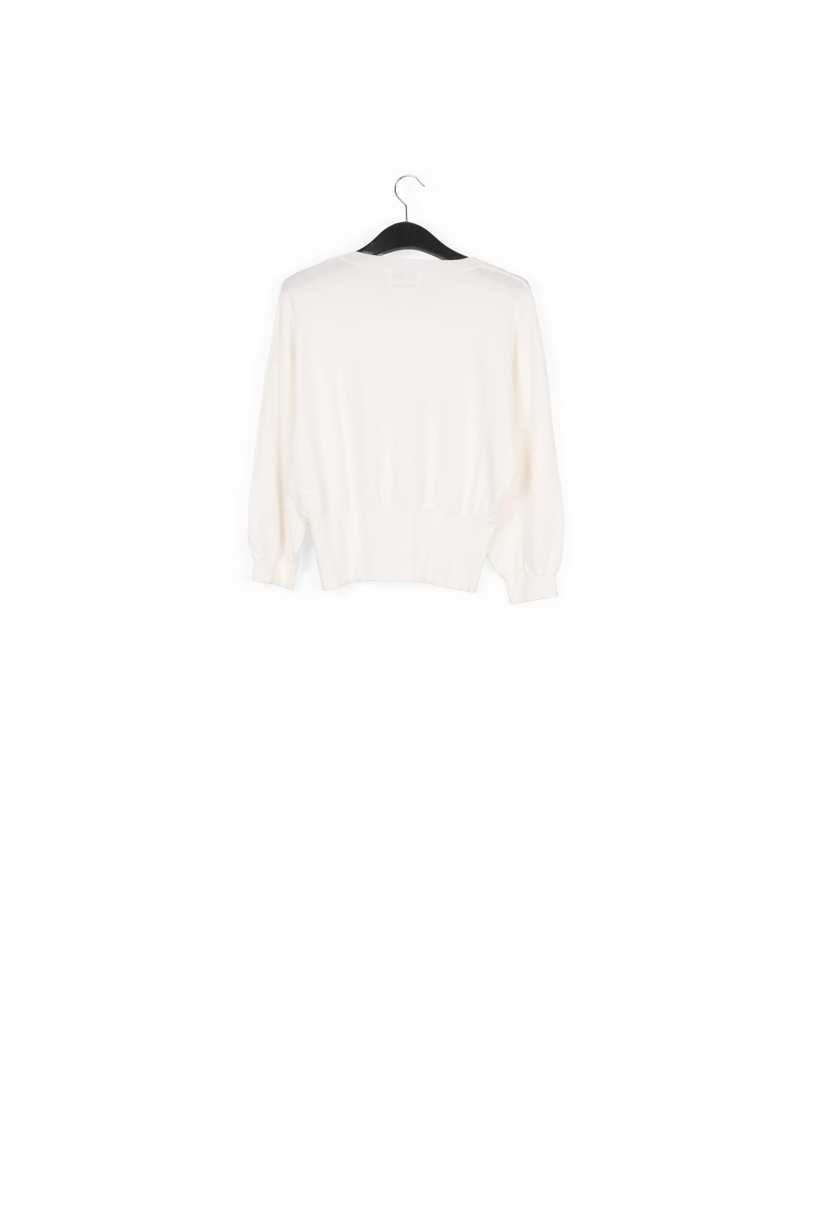 White knitted sweater with fitted waist