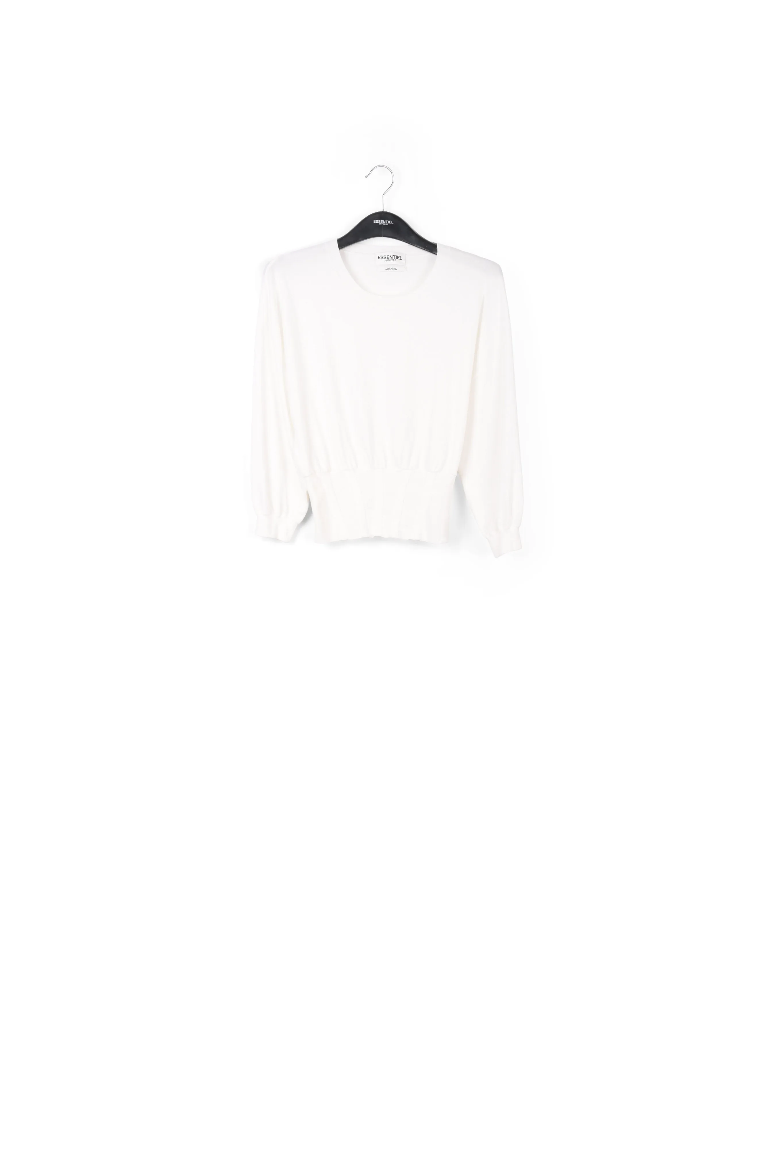 White knitted sweater with fitted waist