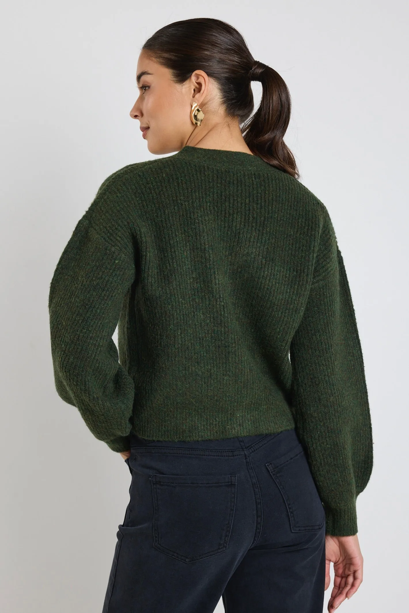 Wholesome Dark Khaki Chunky Knit Cardigan