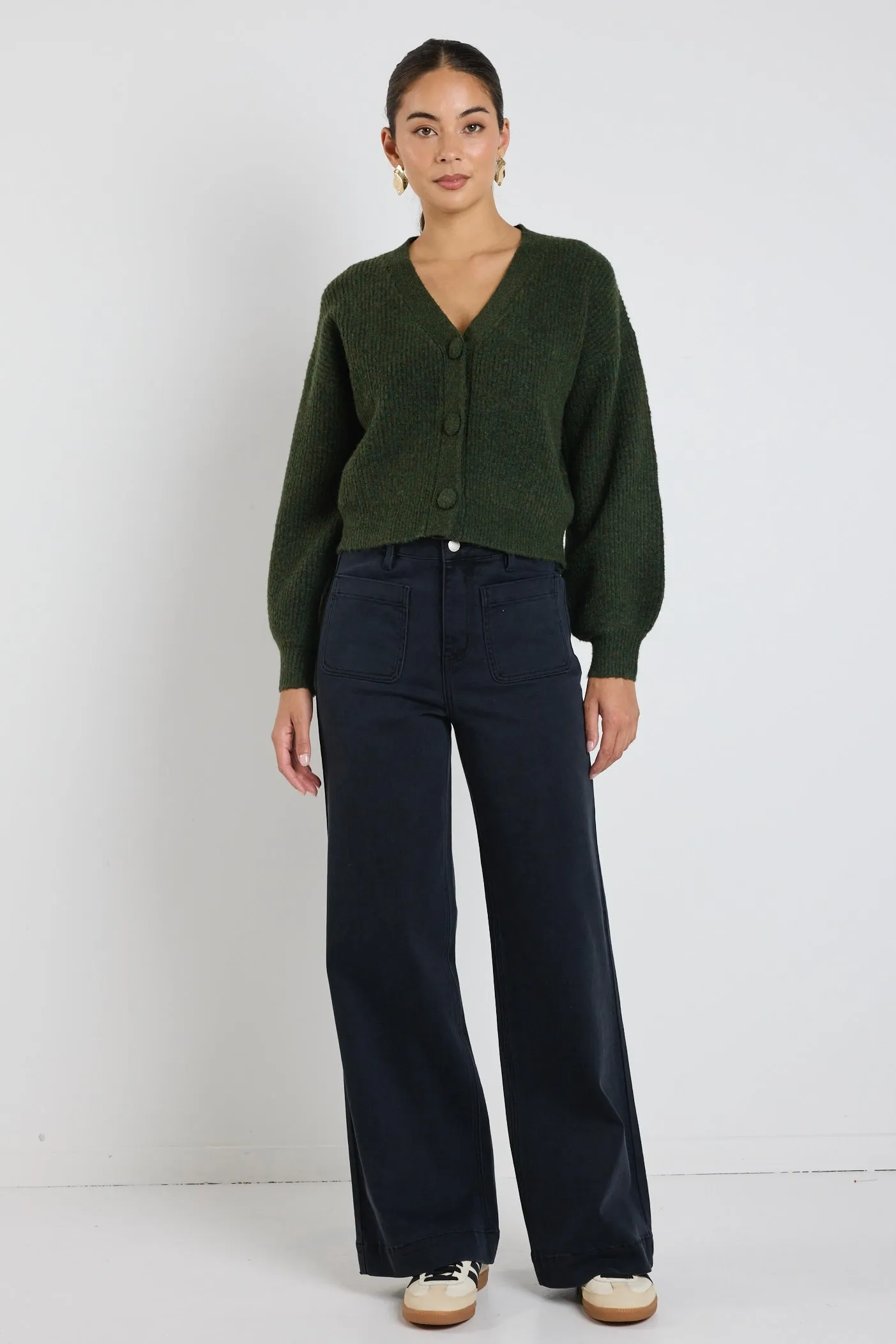 Wholesome Dark Khaki Chunky Knit Cardigan
