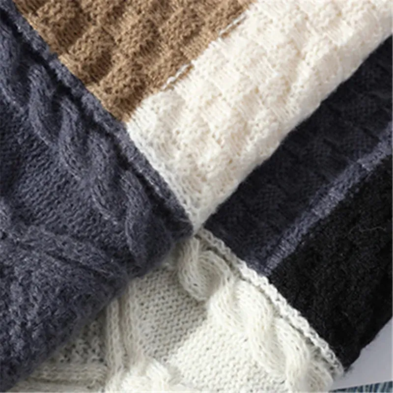 Winter Men's Patchwork Knit Sweater