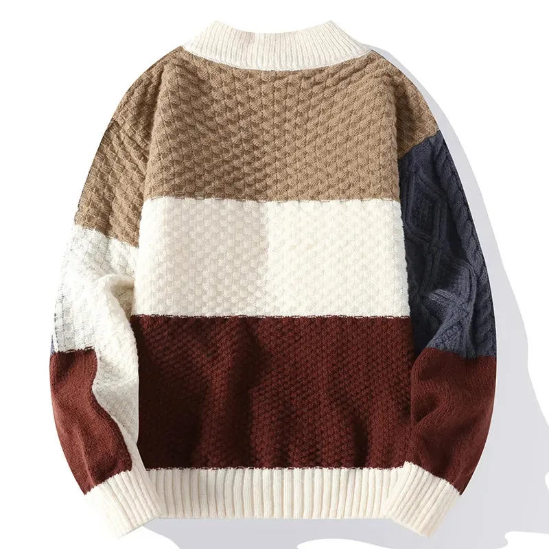 Winter Men's Patchwork Knit Sweater