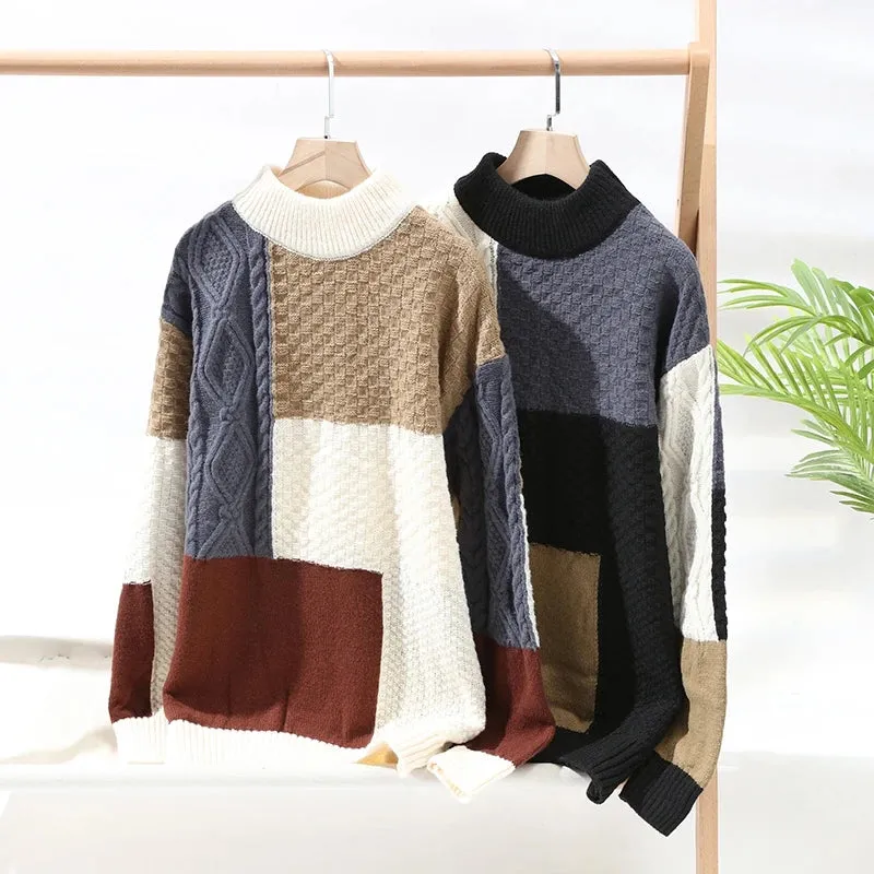 Winter Men's Patchwork Knit Sweater