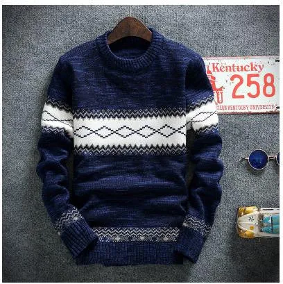 winter pullover sweater brand knitting long sleeve O-neck Slim Korean fashion clothes men sweater