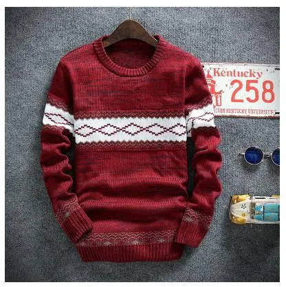 winter pullover sweater brand knitting long sleeve O-neck Slim Korean fashion clothes men sweater
