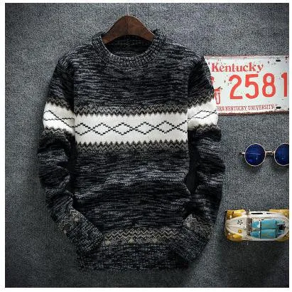 winter pullover sweater brand knitting long sleeve O-neck Slim Korean fashion clothes men sweater