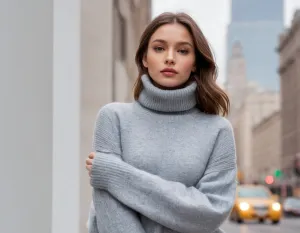 Winter Women Turtleneck Sweater Oversize Long Sleeve Top Autumn Casual Loose Jumper White Thick Warm Knitted Pullovers for Women