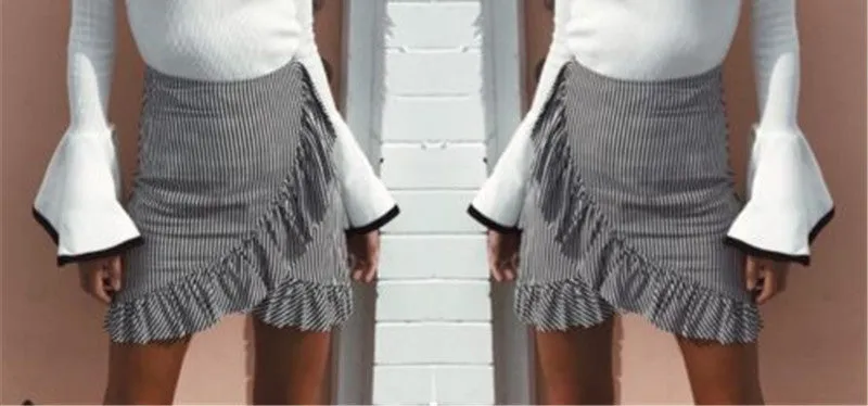 Women Fashion Striped Short Skirt