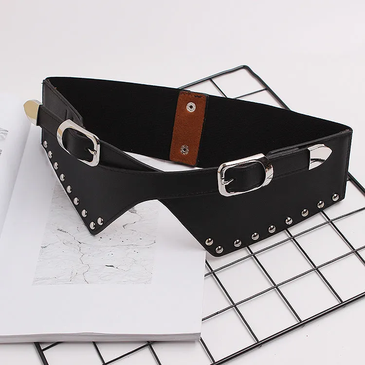 Women's Belts With Skirts, Decorative Dresses, Waist Closure, Elastic Elastic Rivets, Wide Belts