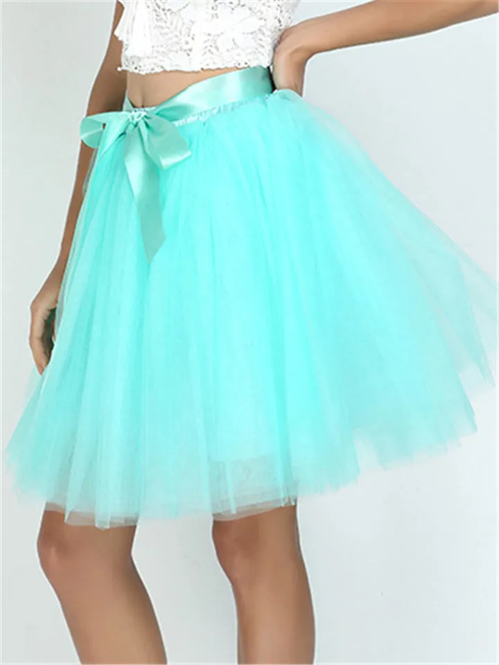 Women's Casual Fashion Multiple Layers Solid Color Tulle Skirt