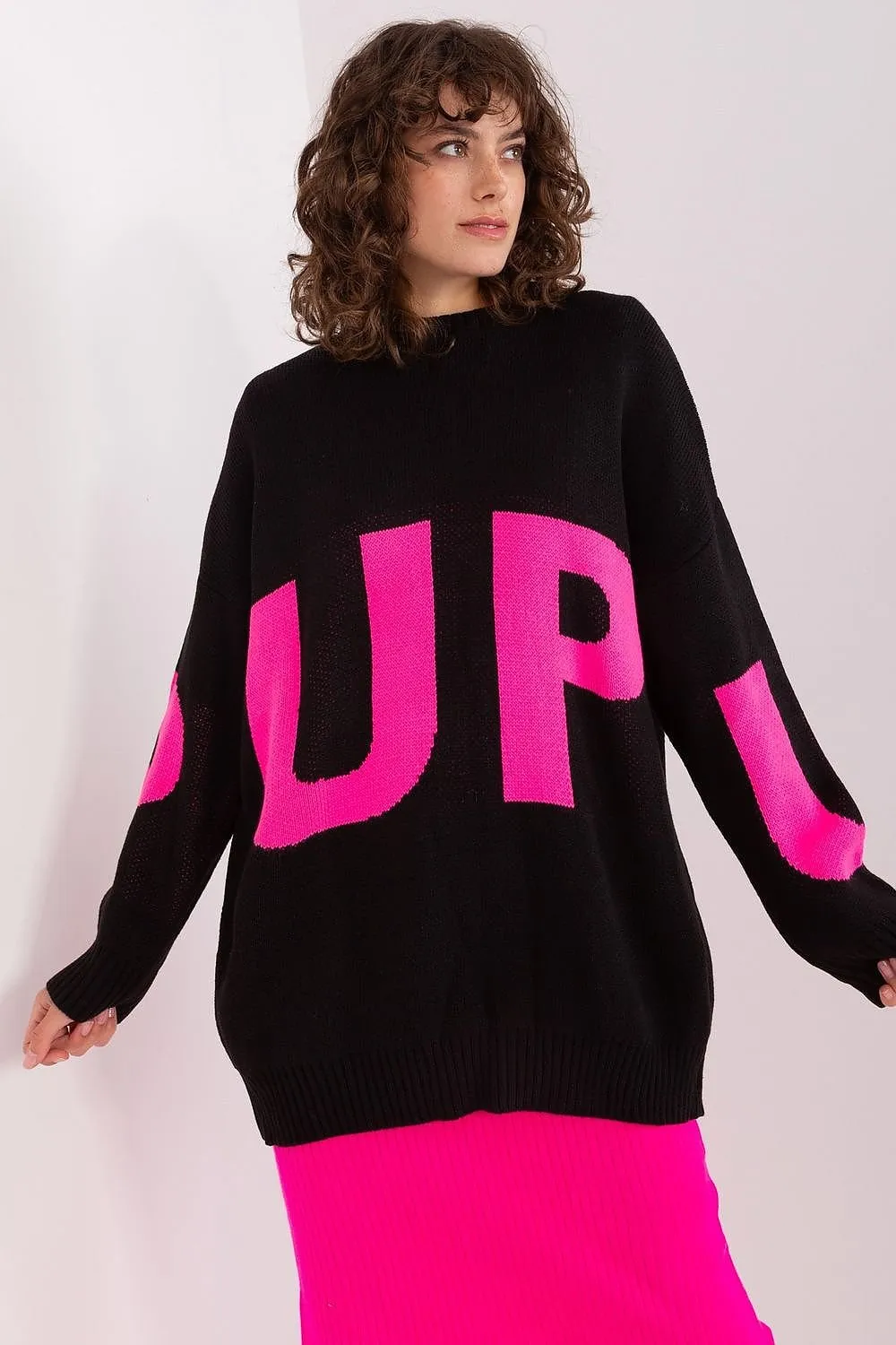 Women's casual front print long sweater