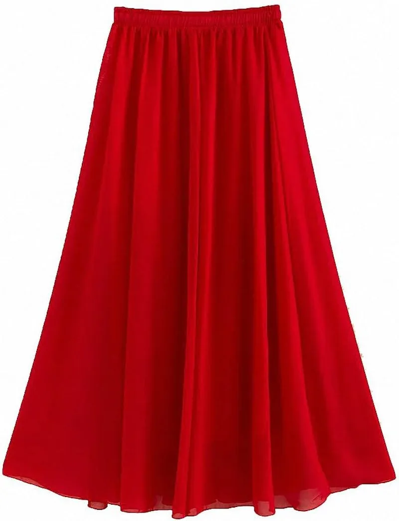 Womens Chiffon Retro Long Maxi Skirt Beach Ankle Length Skirt
