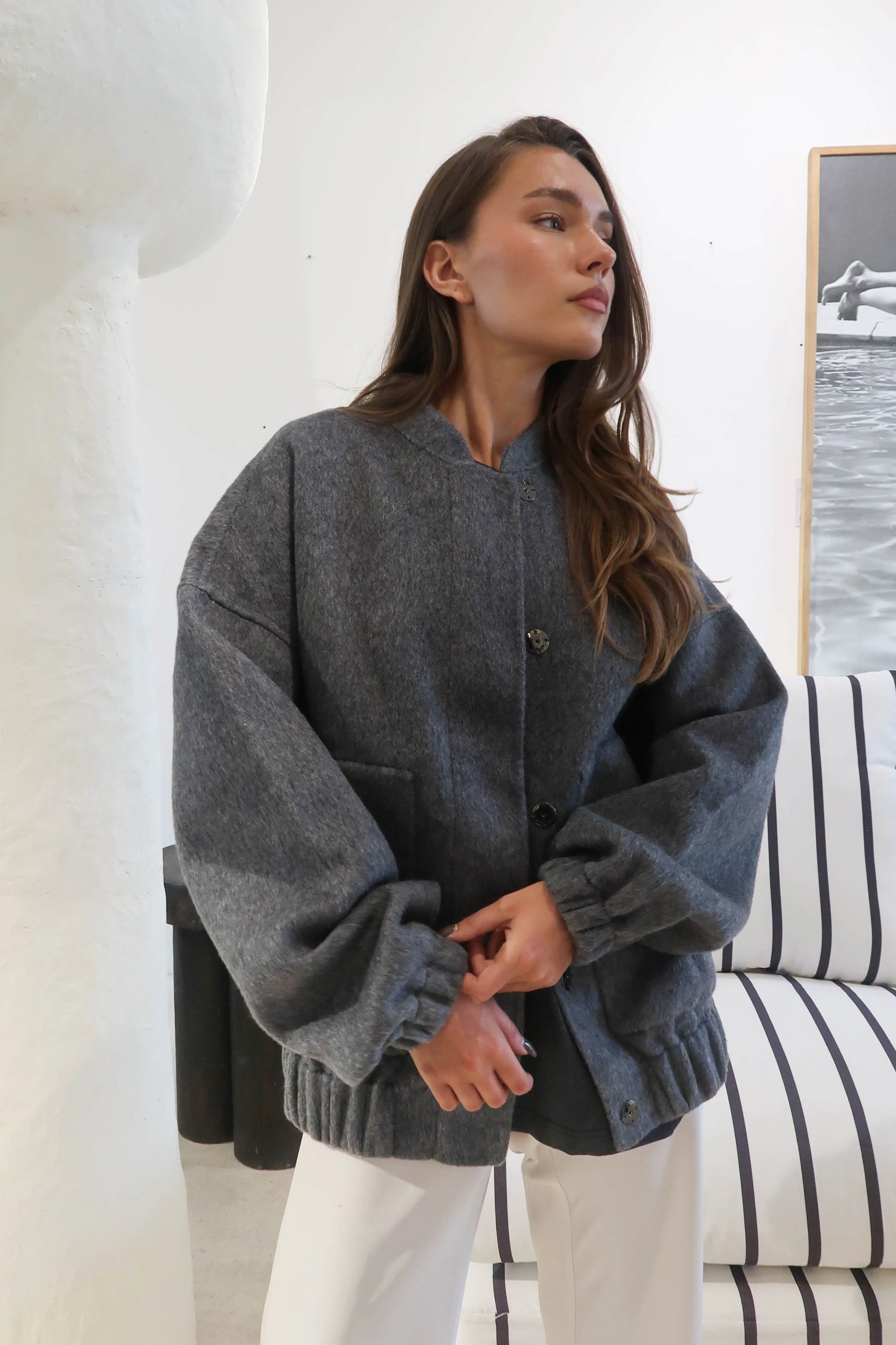 Wool bomber - Dark grey