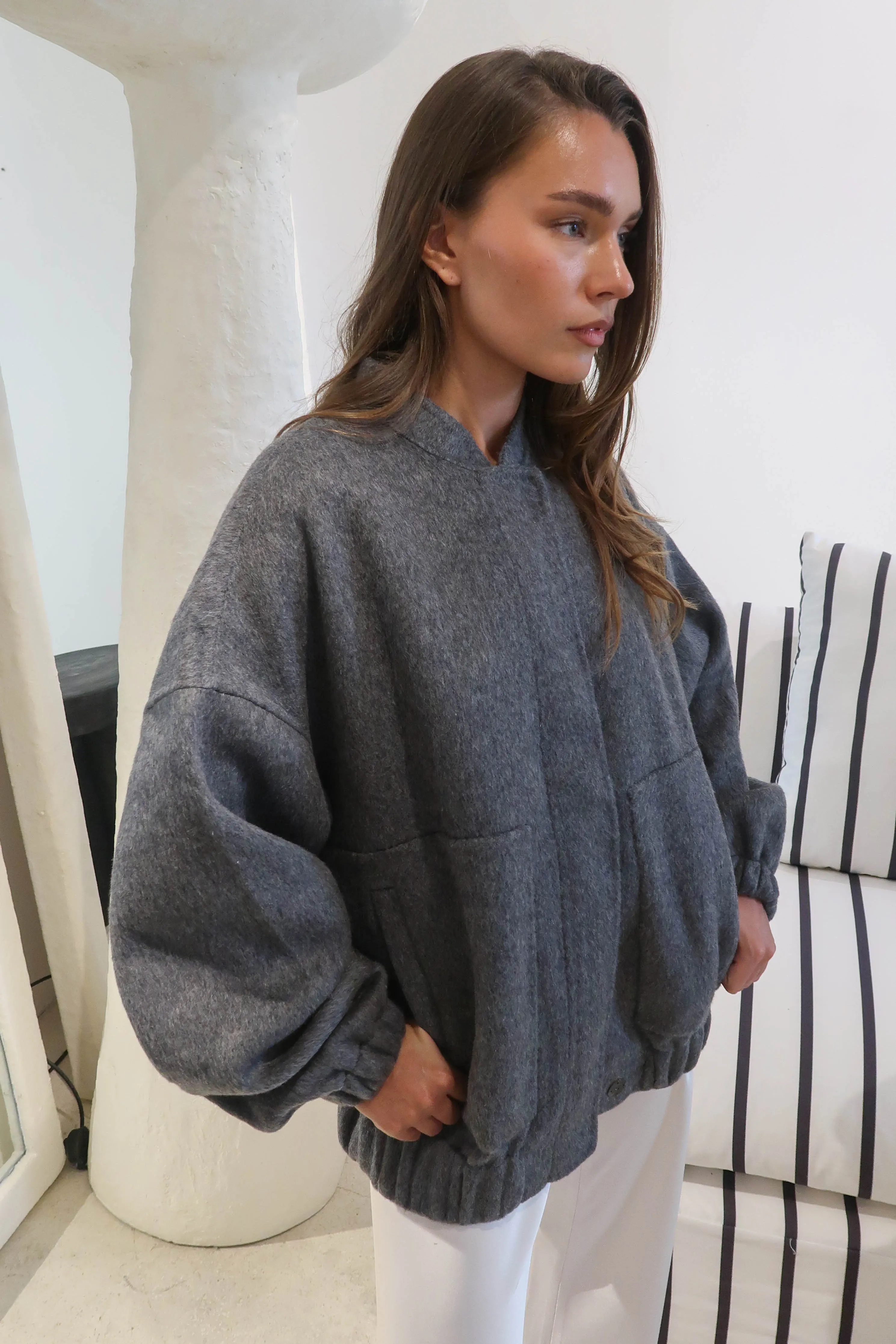 Wool bomber - Dark grey
