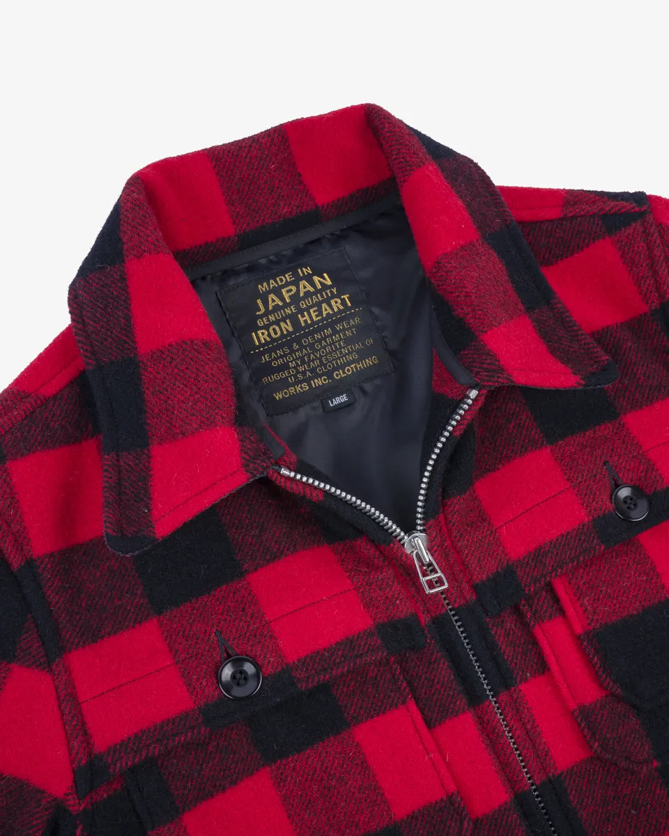 Wool Buffalo Check Hunting Jacket - Red