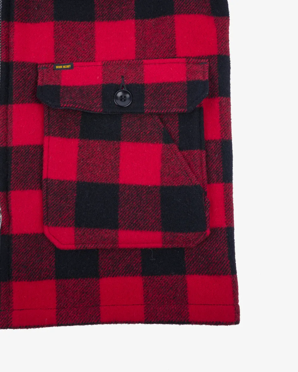 Wool Buffalo Check Hunting Jacket - Red