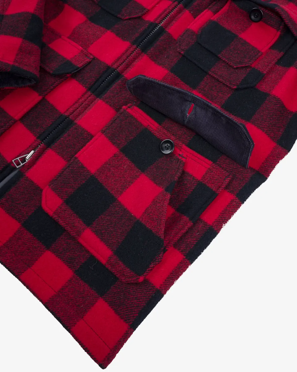 Wool Buffalo Check Hunting Jacket - Red