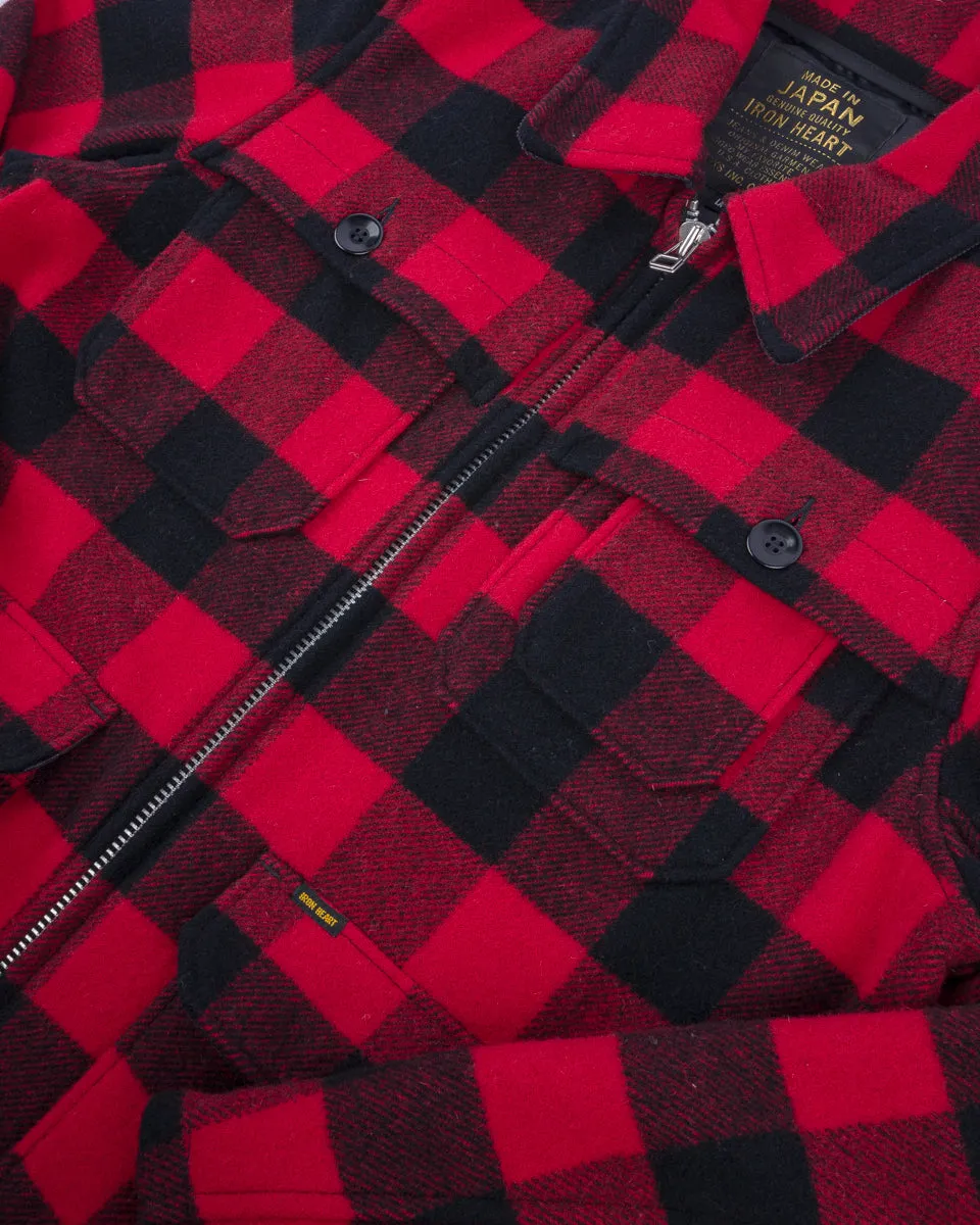 Wool Buffalo Check Hunting Jacket - Red