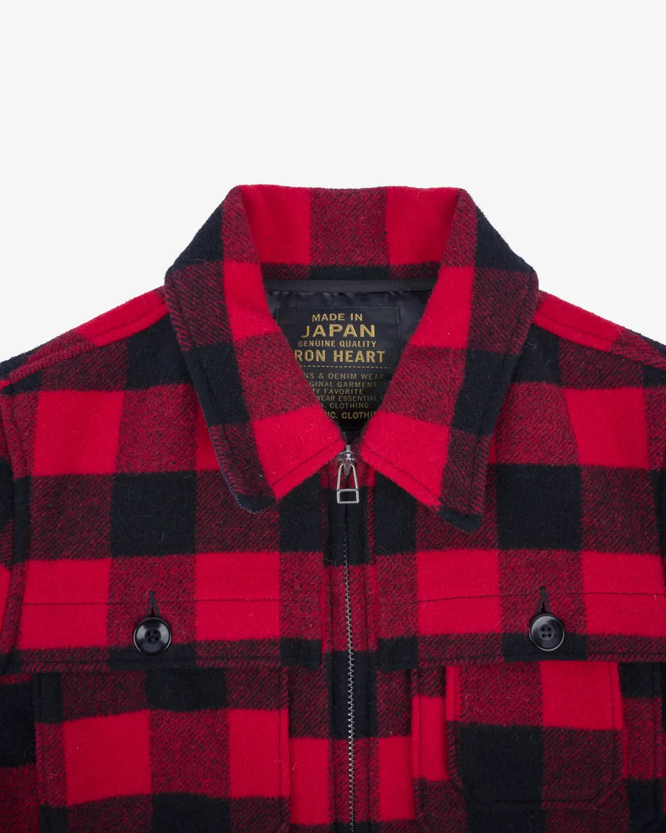 Wool Buffalo Check Hunting Jacket - Red
