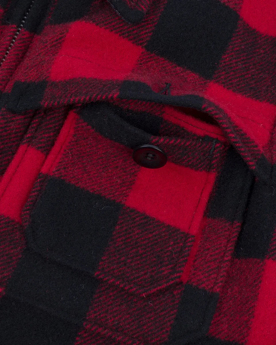 Wool Buffalo Check Hunting Jacket - Red